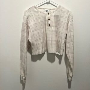 Princess Polly Cropped Henley White Checkered